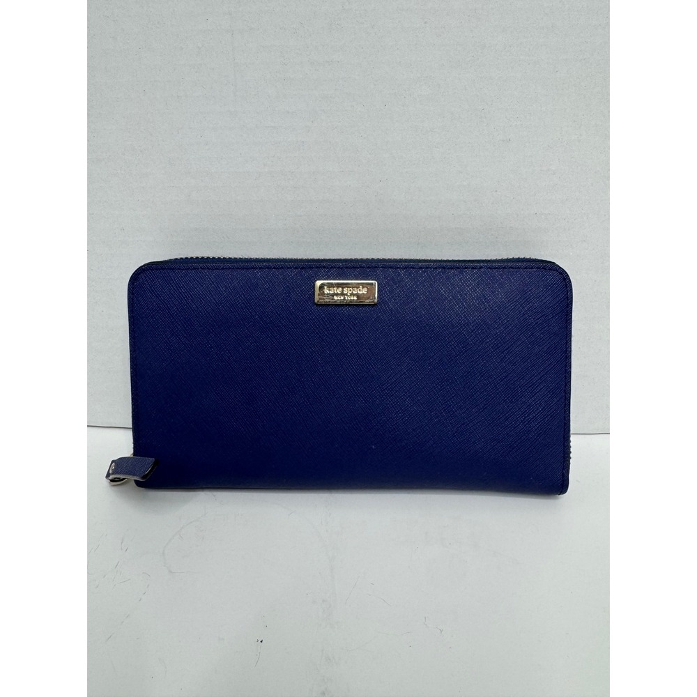 Kate Spade New York Navy Blue Saffiano Leather Zip Around Continental Wallet